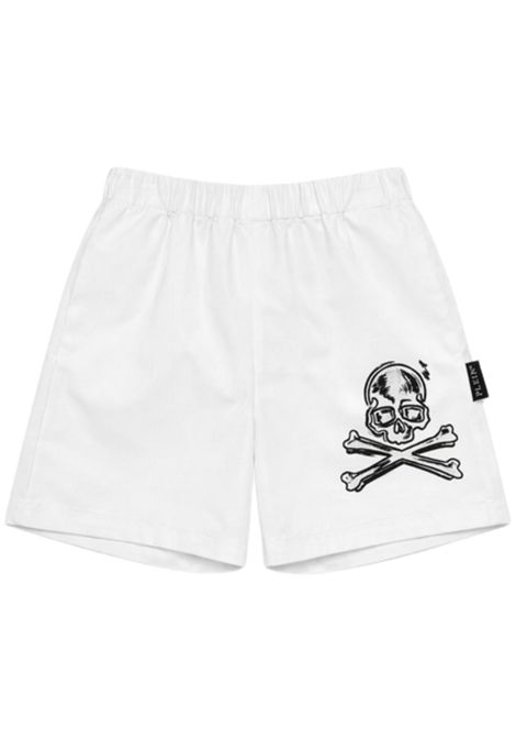 White cotton Bermuda shorts for children Philipp Plein | BBE252BIANCO